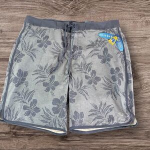 Wave Zone Swim Trunks 42 Blue Palm Board Shorts liner Mens Pockets NWT (140)